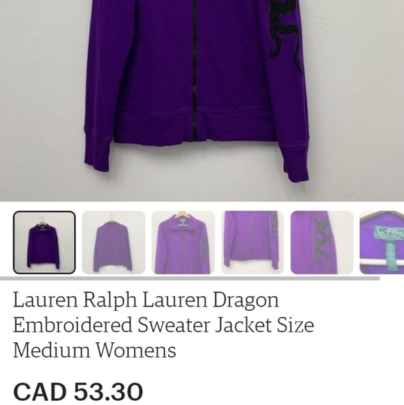 Purple Lauren Ralph Lauren Dragon Embroidered purple Sweater - Picture 5 of 5
